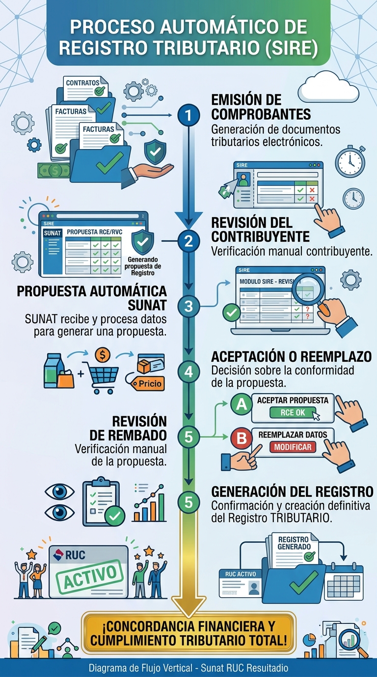 flujo de revision y aceptacion de propuesta sire sunat comprobantes